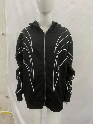Mall Goth Flame Line Zip-Up Hoodie