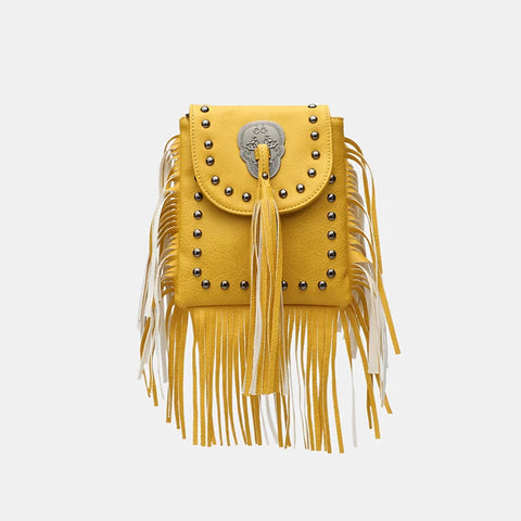 Goth Fringe & Rivet Chain Crossbody Bag