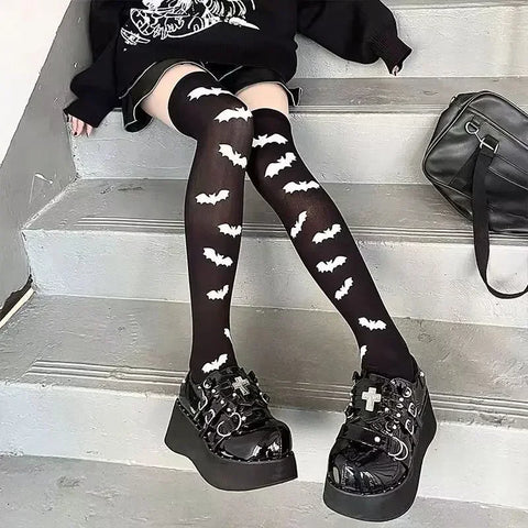 Goth Cobweb Queen Thigh-High Sock