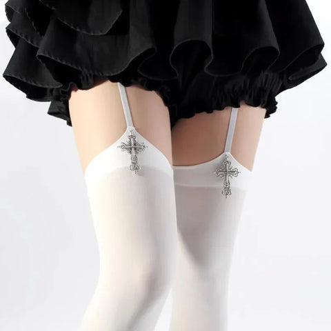 Gothic Stockings with white cross decoration