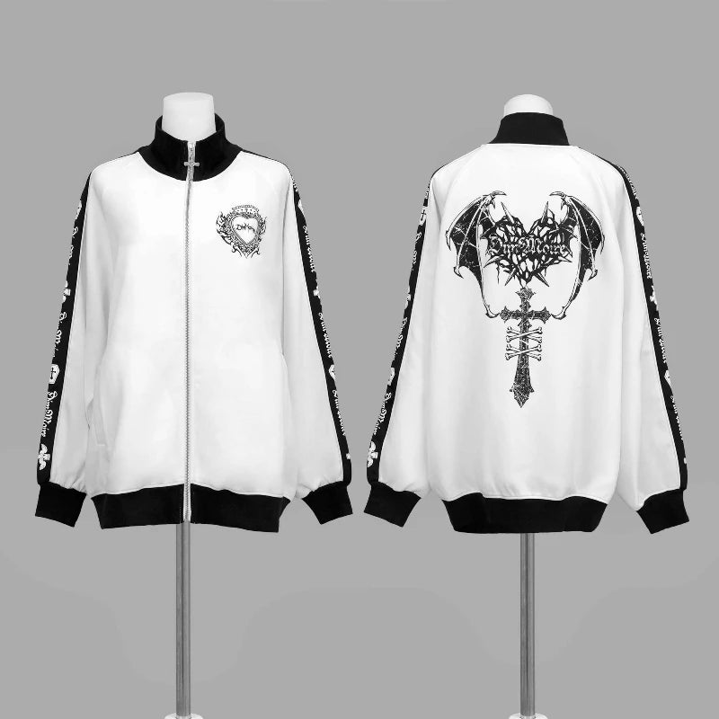 Goth Demon Wings Cross Track Tshirt