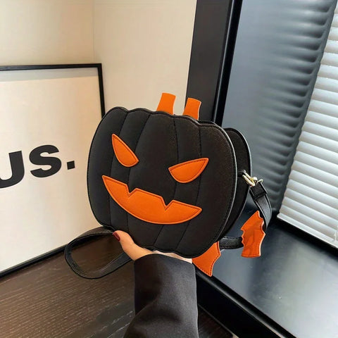 Goth Jack-o'-Lantern Crossbody Pump Bag in Black & Orange