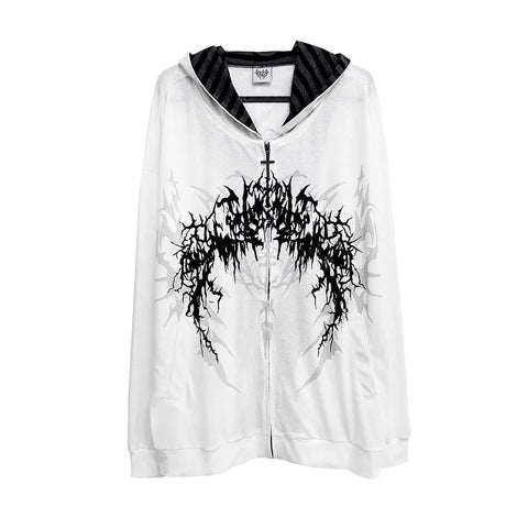 Goth Void Script Zip-Up Tshirt