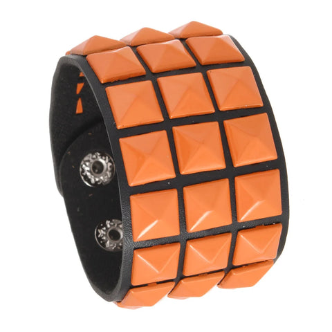Cyber Goth Pixel Pyramid Stud Cuff Bracelet