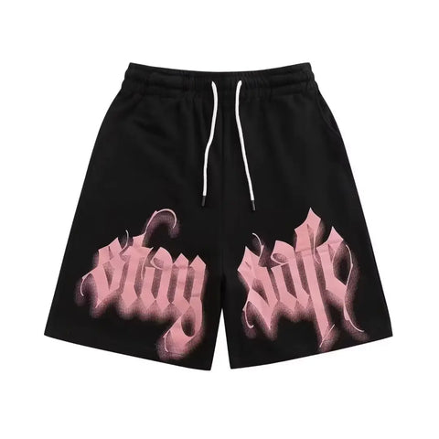 Pastel Goth Stay Soft Blackletter Graphic Shorts
