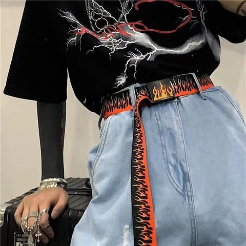 Pastel Goth Bubblegum Flame Canvas Belt