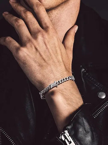 Goth Barbed Wire Thorn Chain Bracelet in Stainless Steel