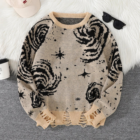 Nu Goth Collapsed Universe Distressed Sweater