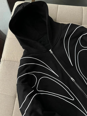Mall Goth Flame Line Zip-Up Hoodie
