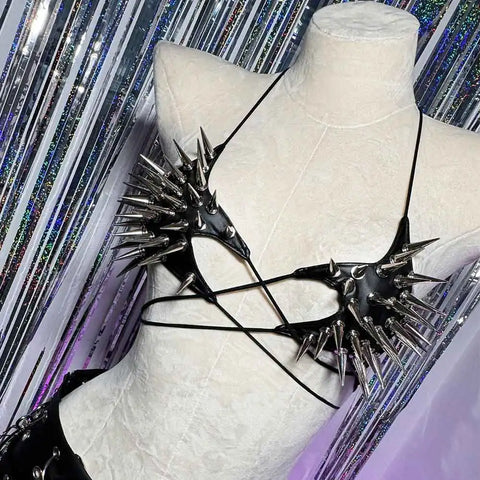 Cyber Goth Spiked Armour Halter Top