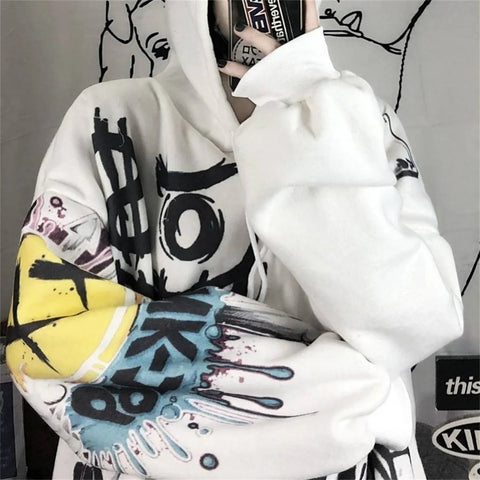 Nu Goth Graffiti Chaos Oversized Tshirt Hoodie
