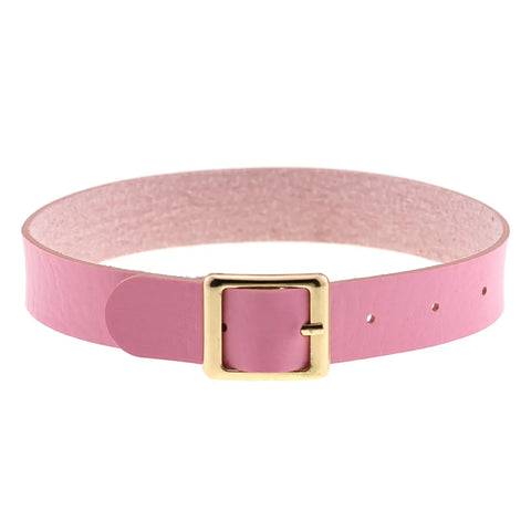 Pastel Goth Pink Leather O-Ring Choker Necklace Collection