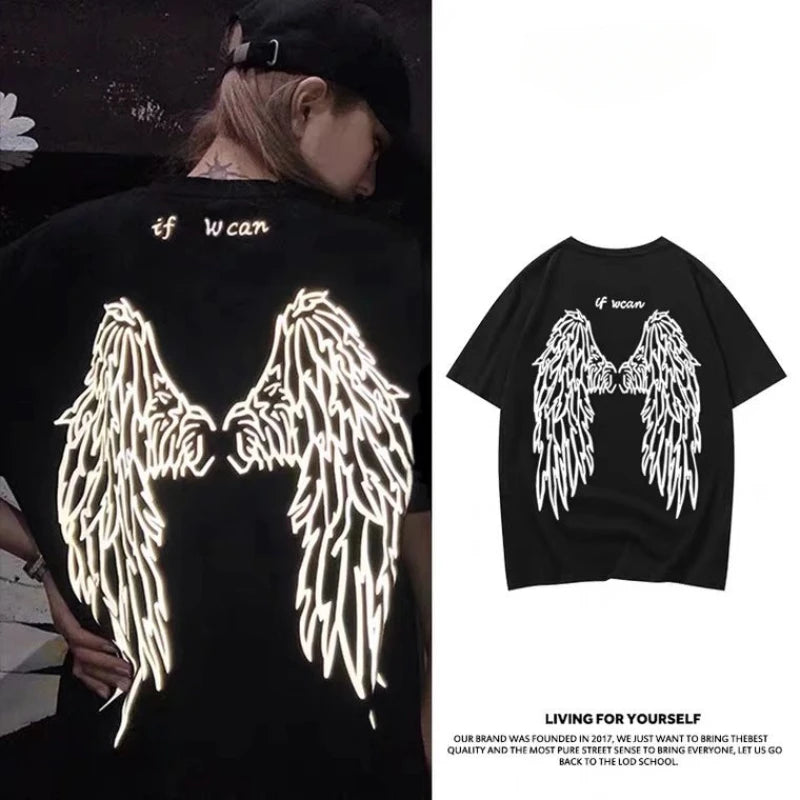 Alt T-shirt with white reflective wings