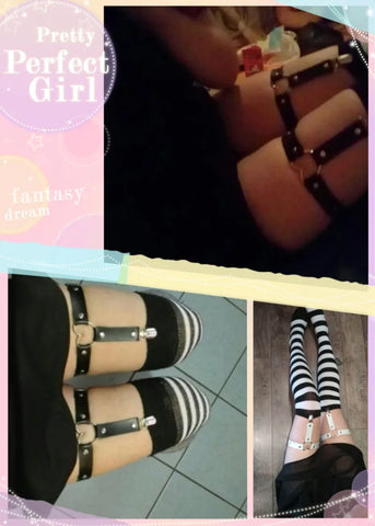 Goth Heart Ring Leather Thigh Garter Harness