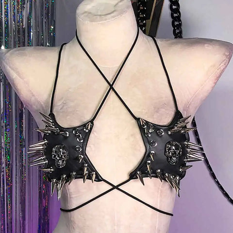 Cyber Goth Spiked Armour Halter Top