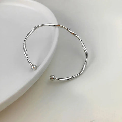 Nu Goth Bracelet — Fluid Silver Twist Cuff