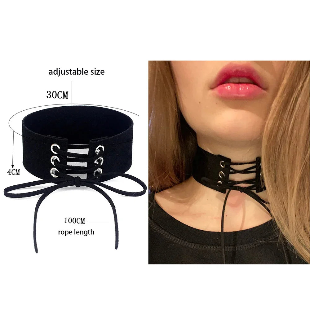 Goth Dark Heart Choker Necklace Set