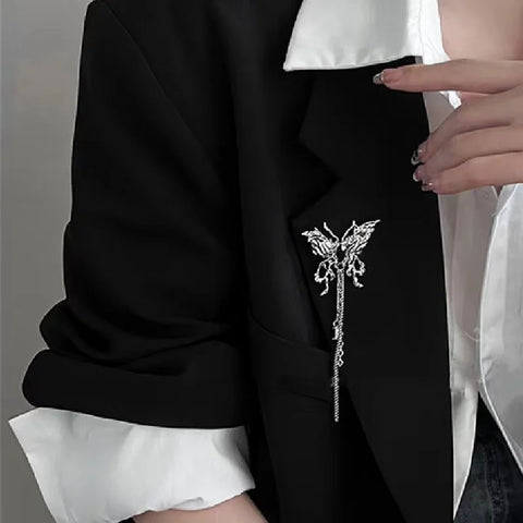 Nu Goth Four-Point Star Sculptural Brooch Suit