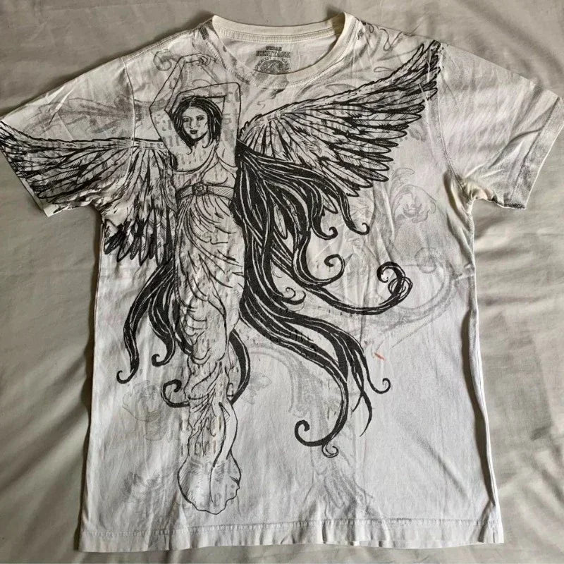 Y2K Goth T-shirt with white splice print