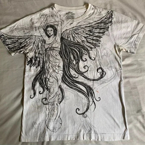 Y2K Goth T-shirt with white splice print