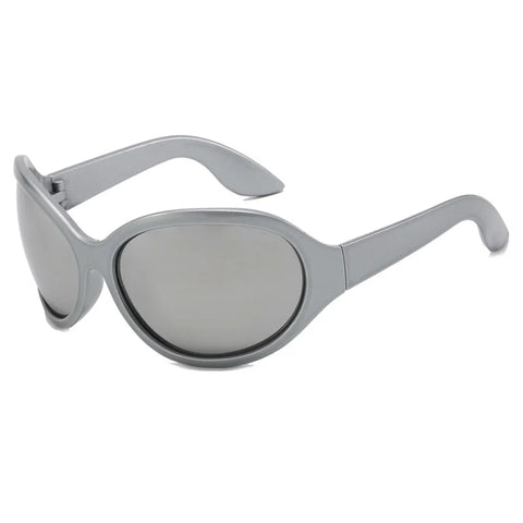 Cyber Goth Wraparound Oval Shield Sunglasses