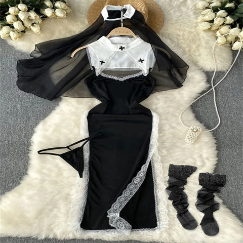 Goth Bound in Contrast Rope Bodysuit