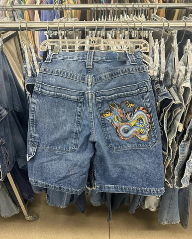 Goth Tribal Blade Denim Shorts