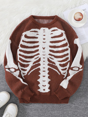 Goth Skeleton Rib Cage Knit Sweater
