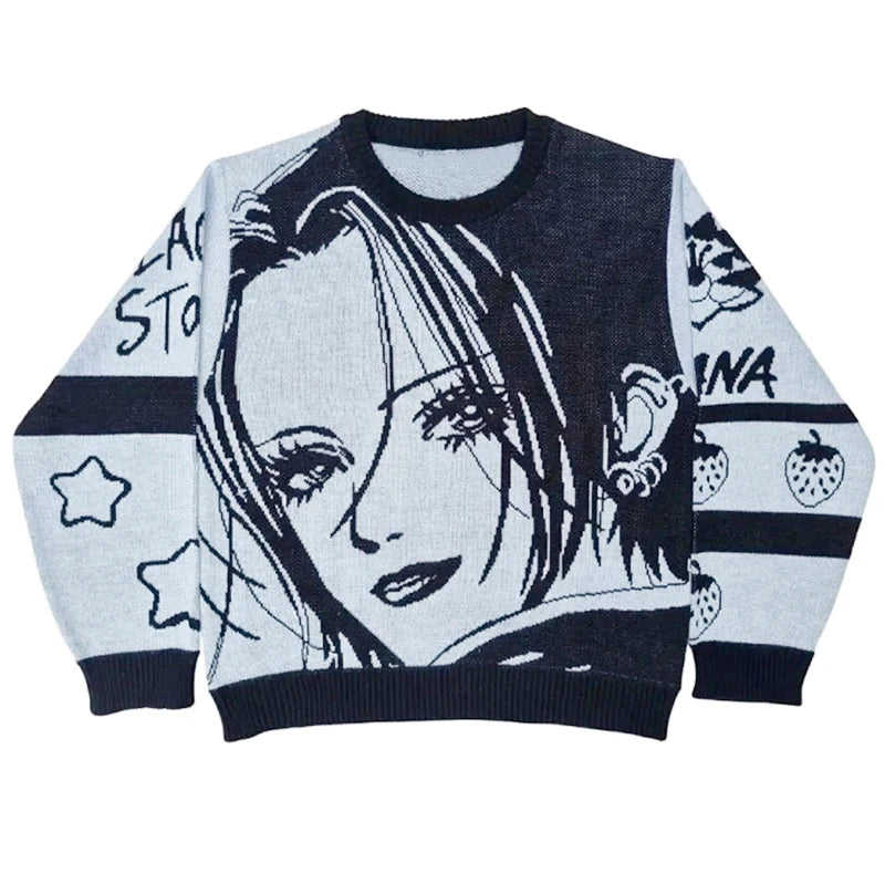 Nu Goth Manga Face Knit Sweater