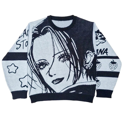 Nu Goth Manga Face Knit Sweater
