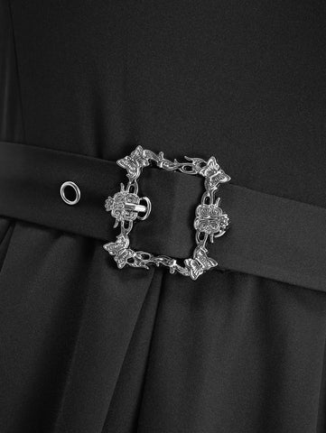 Goth Mourning Hour A-Line Midi Dress