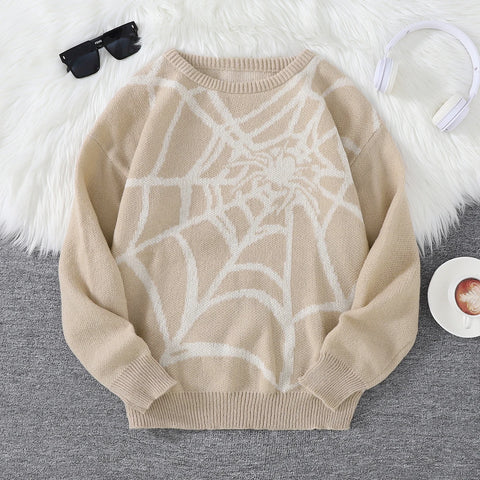Goth Cobweb Jacquard Knit Sweater