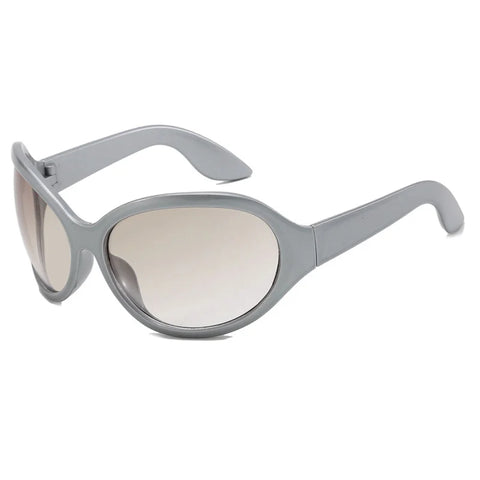 Cyber Goth Wraparound Oval Shield Sunglasses