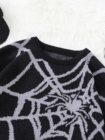 Goth Cobweb Jacquard Knit Sweater