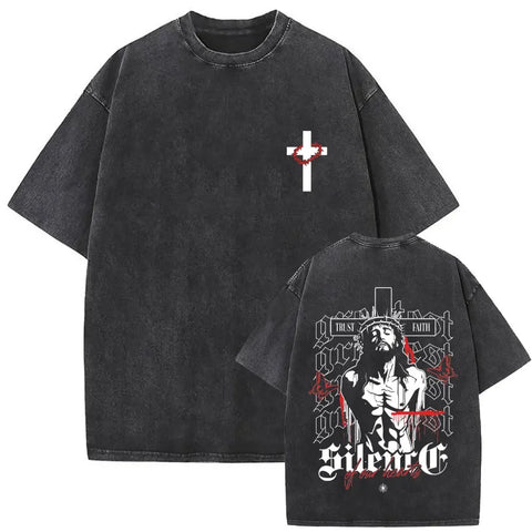 Gothic T-shirt with black washed vintage graphic