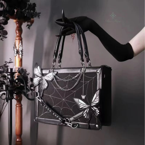 Goth Labyrinth Butterfly Ita Bag — Dark Collector's Tote