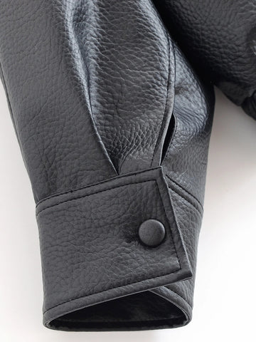 Nu Goth Oversized Moto Coat in Structured Faux Leather