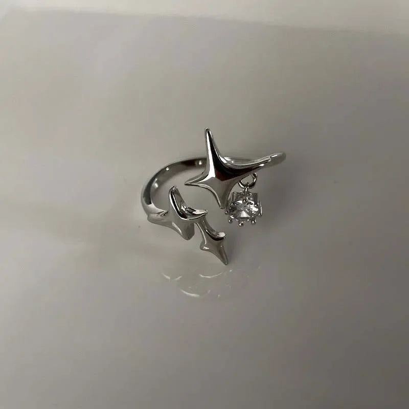 Goth Shattered Star Spike Ring
