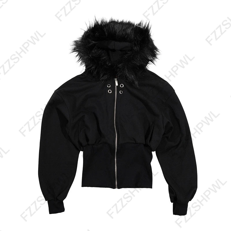 Nu Goth All-Over Cross Print Zip-Up Tshirt Hoodie
