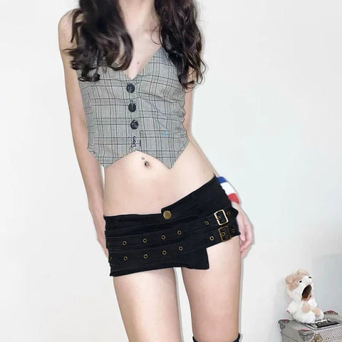 Mall Goth Brass Eyelet Low-Rise Micro Pants