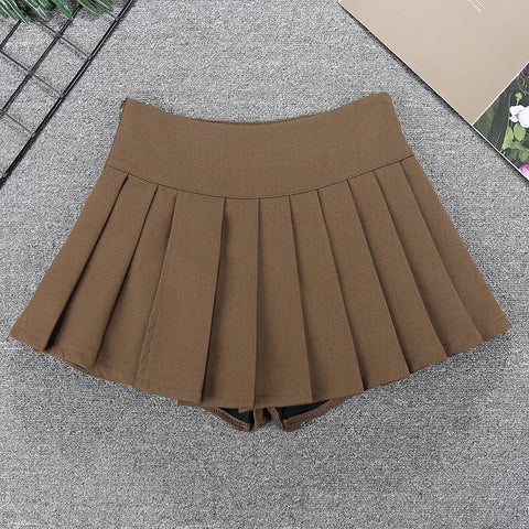 Nu Goth Dropped-Waist Pleated Mini Skirt in Storm Grey