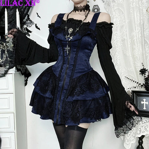 Victorian Goth Midnight Requiem Mini Dress