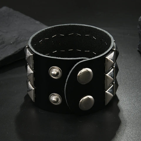 Cyber Goth Pixel Pyramid Stud Cuff Bracelet
