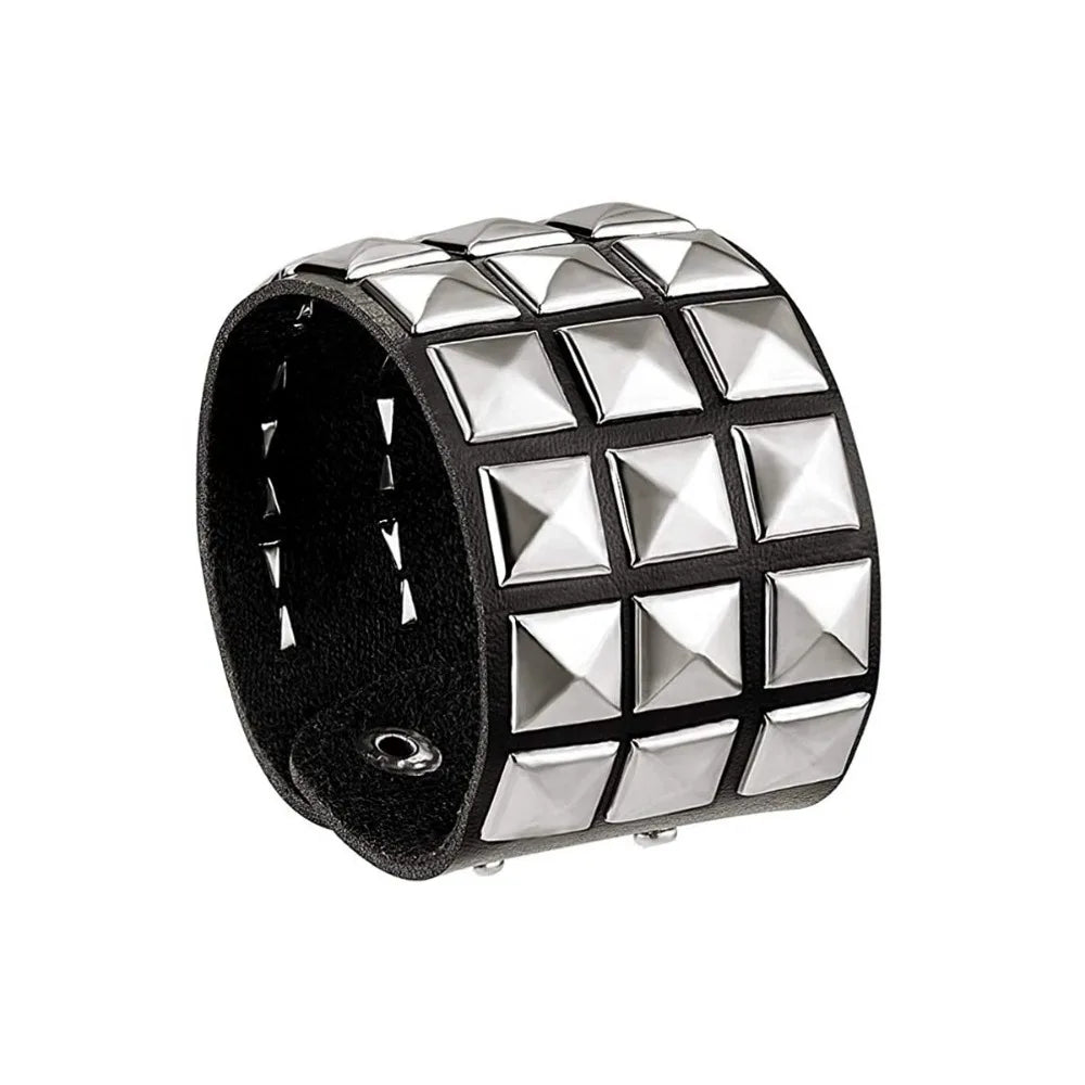 Mall Goth Pyramid Stud Leather Cuff Bracelet