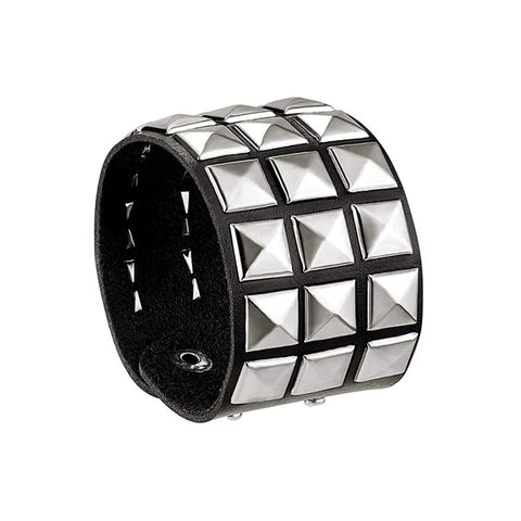 Mall Goth Pyramid Stud Leather Cuff Bracelet