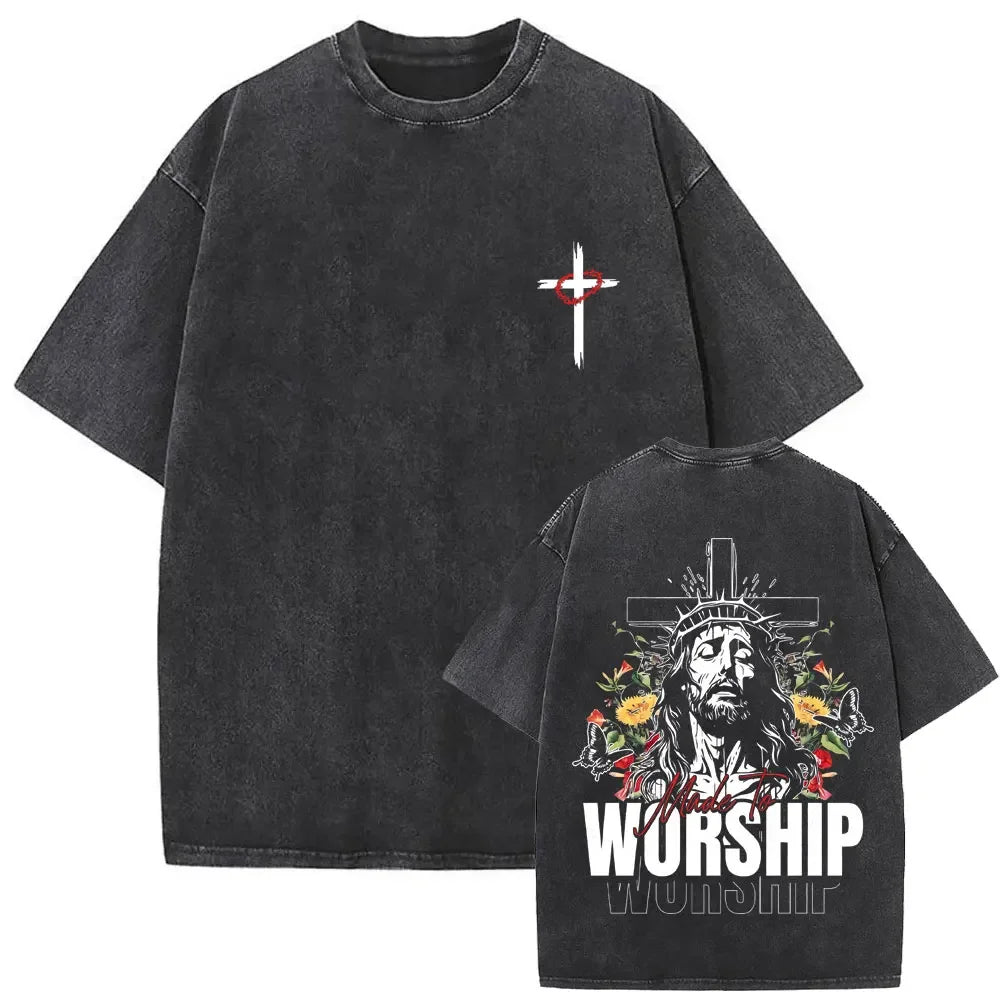 Gothic T-shirt with black washed vintage graphic