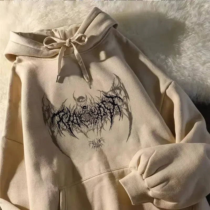 Goth Death Metal Bat Skull Oversized Tshirt