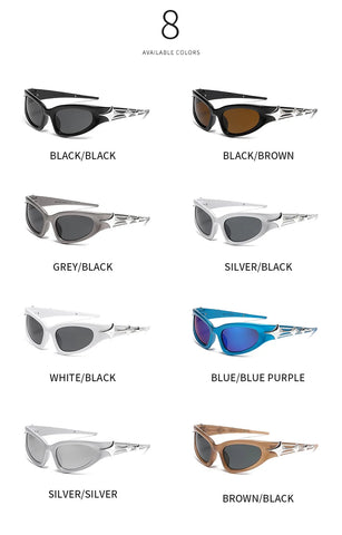 Cyber Goth Electric Blue Spike Wrap Sunglasses