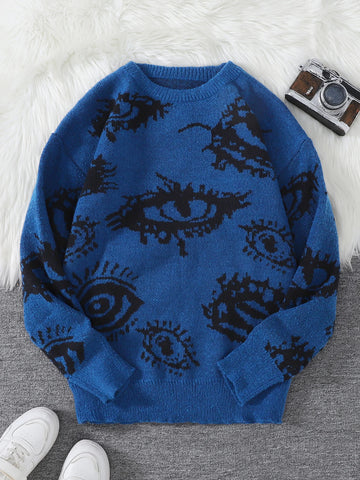 Nu Goth All-Seeing Eyes Jacquard Knit Sweater