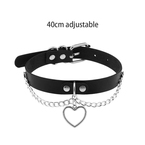 Goth Dark Heart Choker Necklace Set